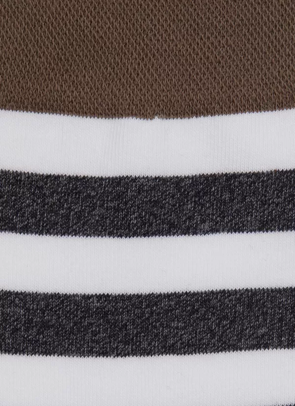 Socks>FALKE Sensitive Mapped Striped Cotton Blend Crew Socks