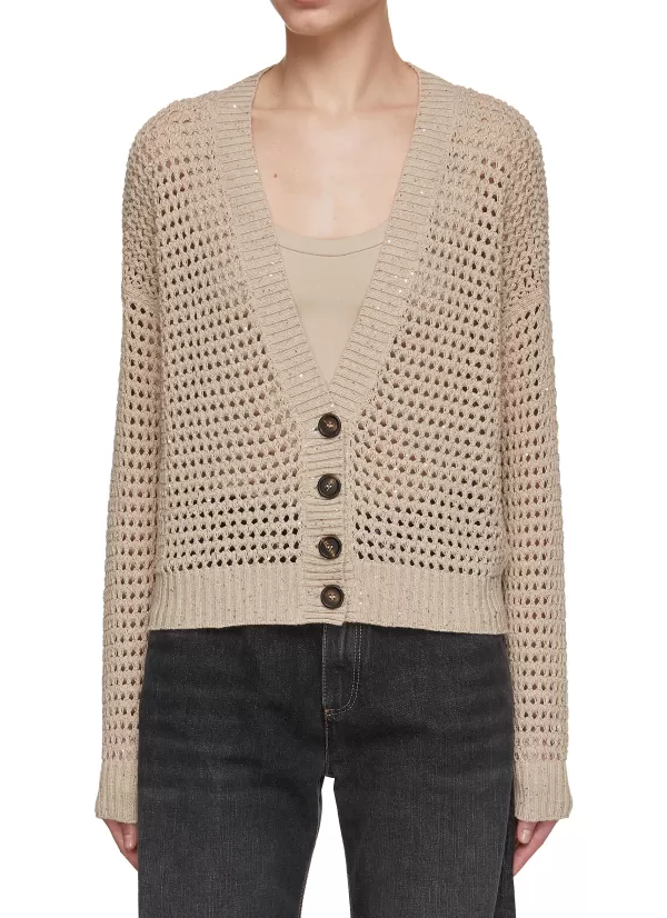 Knitwear>BRUNELLO CUCINELLI Sequin Net Knitted Cardigan