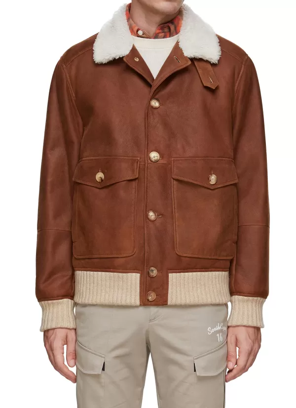 Jackets>BRUNELLO CUCINELLI Shearling Bomber Jacket