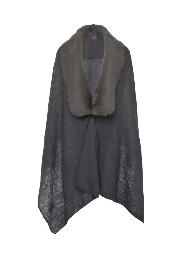 Scarves & Wraps>KARL DONOGHUE Shearling Collar Cashmere Shawl