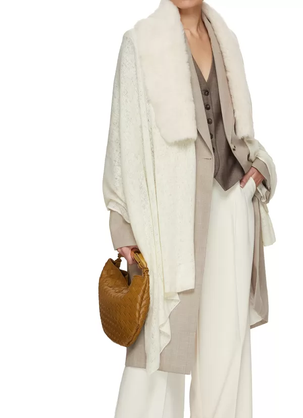 Scarves & Wraps>KARL DONOGHUE Shearling Collar Cashmere Shawl