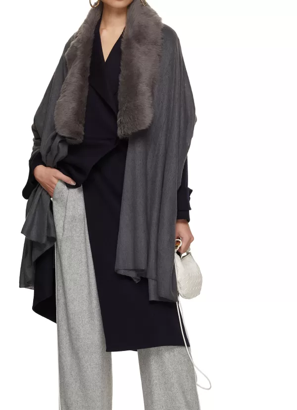 Scarves & Wraps>KARL DONOGHUE Shearling Collar Cashmere Shawl