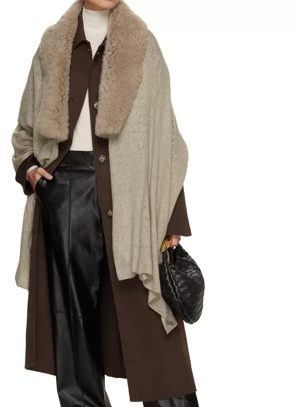 Scarves & Wraps>KARL DONOGHUE Shearling Collar Cashmere Shawl