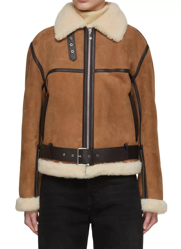 Jackets>TOTEME Shearling Leather Aviator Jacket