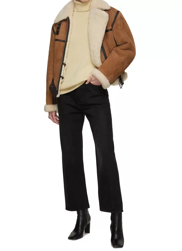 Jackets>TOTEME Shearling Leather Aviator Jacket