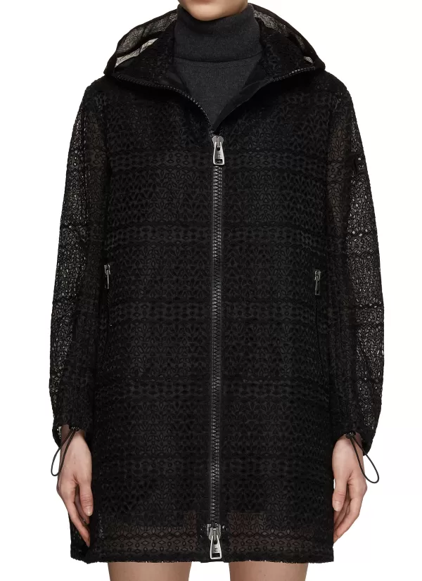 Coats>ERMANNO SCERVINO Sheer Zip Up Hooded Coat