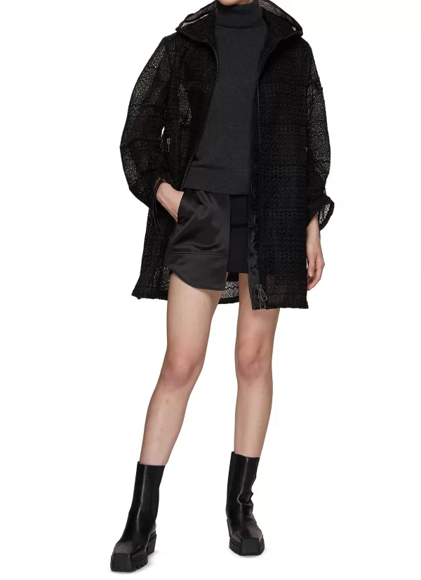 Coats>ERMANNO SCERVINO Sheer Zip Up Hooded Coat