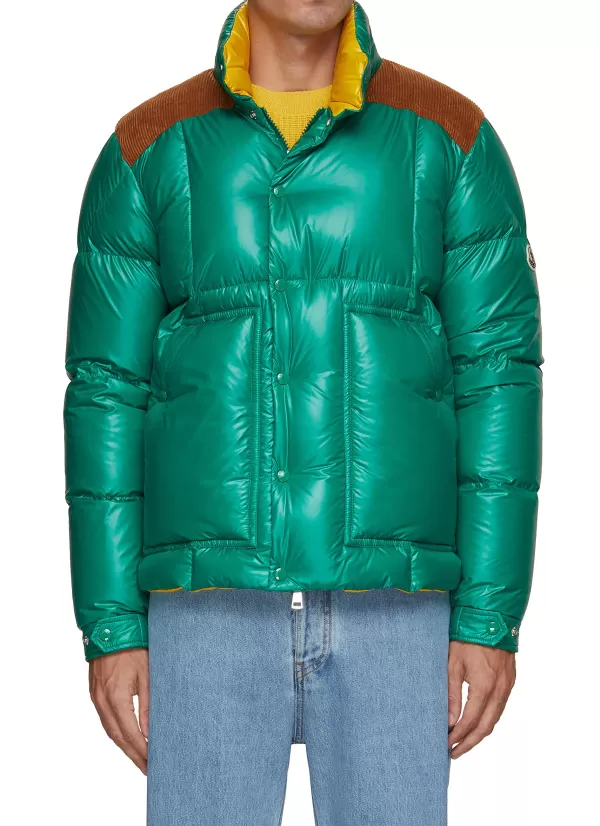 Jackets>MONCLER Shiny Contrast Yoke Puffer Jacket