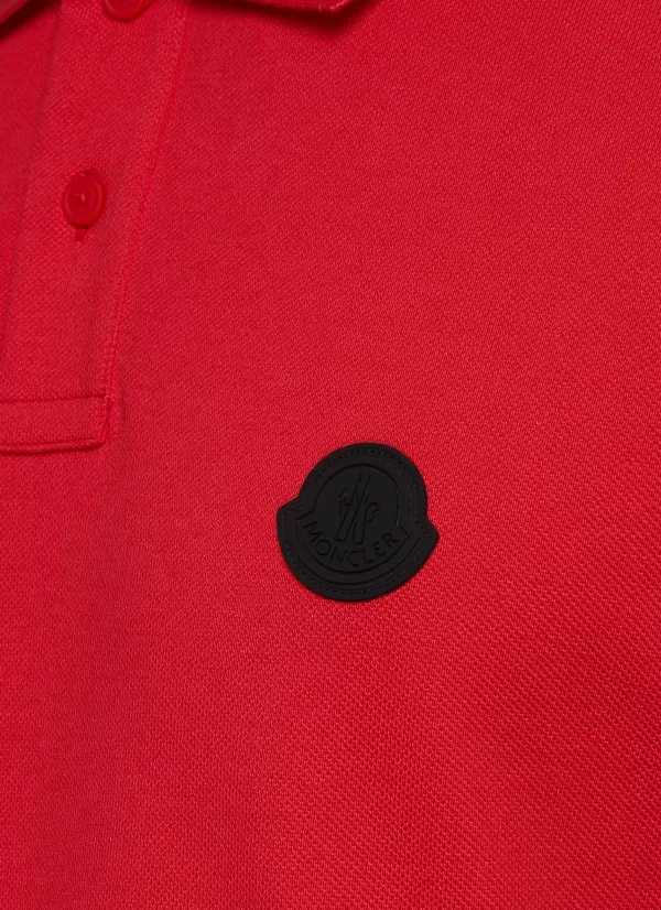 Polos>MONCLER Silicone Logo Patch Polo Shirt