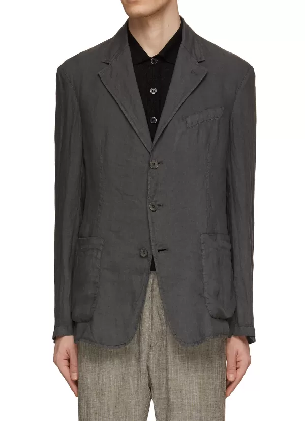 Suits>BARENA Single Breasted Linen Blazer