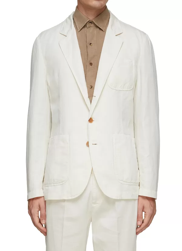 Suits>BRUNELLO CUCINELLI Single Breasted Linen Cotton Blazer