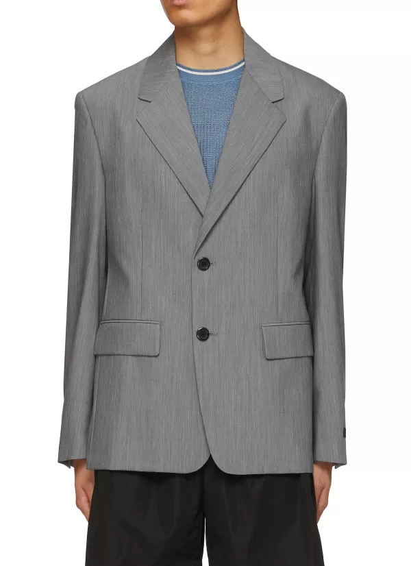 Suits>PRADA Single Breasted Notch Lapel Blazer