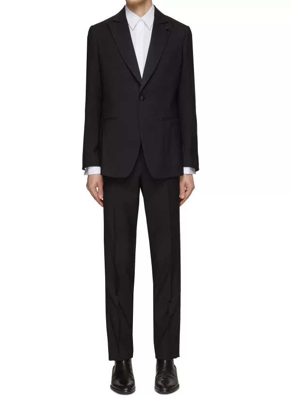 Suits>LARDINI Single Breasted Wool Silk Smoking Evening Suit