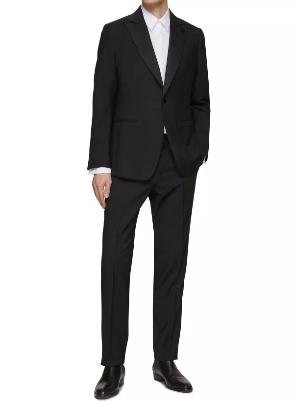 Suits>LARDINI Single Breasted Wool Silk Smoking Evening Suit