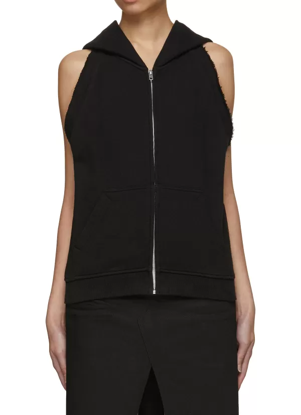 Tops>WE11DONE Sleeveless Zip Up Hoodie