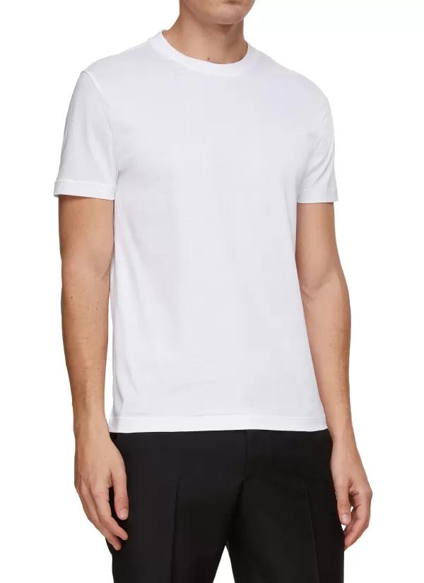 T-Shirts>PRADA Slim Fit Cotton Crewneck T-Shirts 3-Pack Set