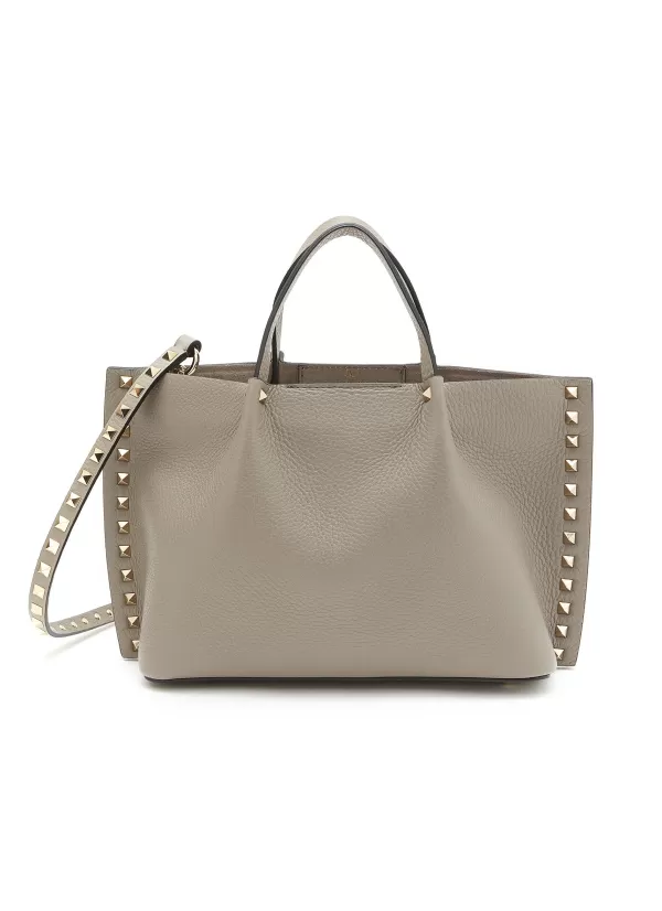 Tote Bags>VALENTINO Small 'Rockstud' Grained Leather Tote Bag