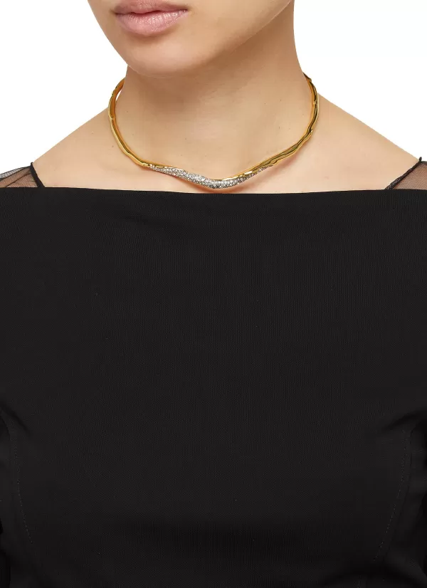 Fashion Jewellery>ALEXIS BITTAR Solanales Gold Crystal Skinny Collar