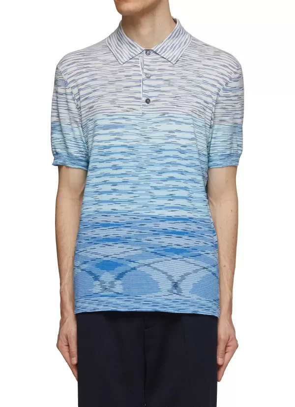 Polos>MISSONI Space Dye Gradient Short Sleeve Polo Shirt