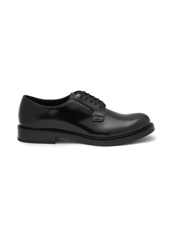 Formal Shoes>PRADA Spazzolato Brushed Leather Derby Shoes