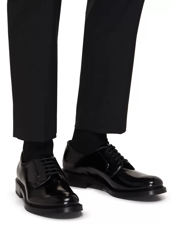 Formal Shoes>PRADA Spazzolato Brushed Leather Derby Shoes