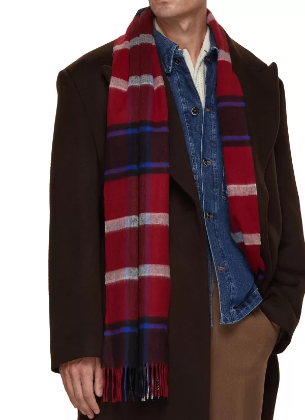 Scarves>JOHNSTONS OF ELGIN Sport Chequered Wool Scarf