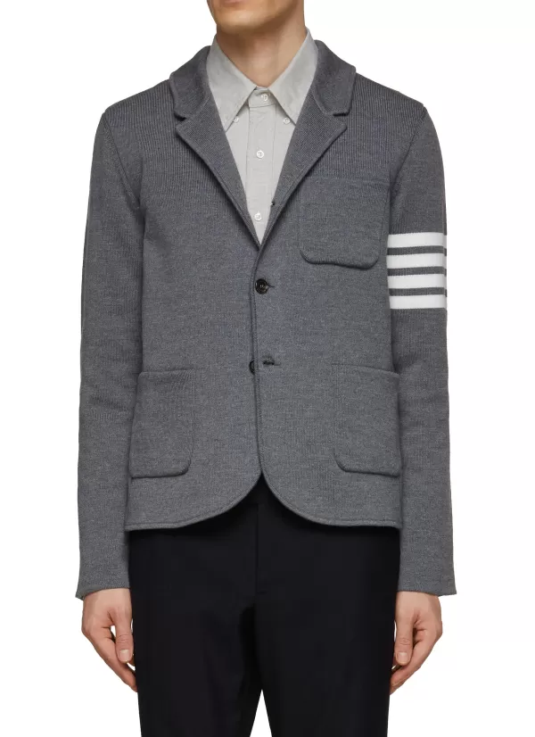 Suits>THOM BROWNE Sport Coat Four Bar Merino Wool Blazer