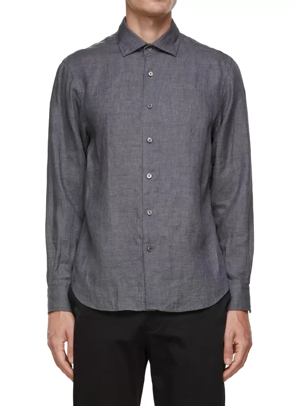 Shirts>TOMORROWLAND Spread Collar Linen Shirt