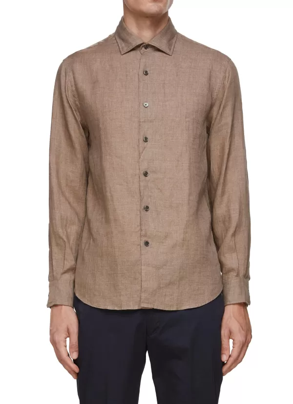 Shirts>TOMORROWLAND Spread Collar Linen Shirt