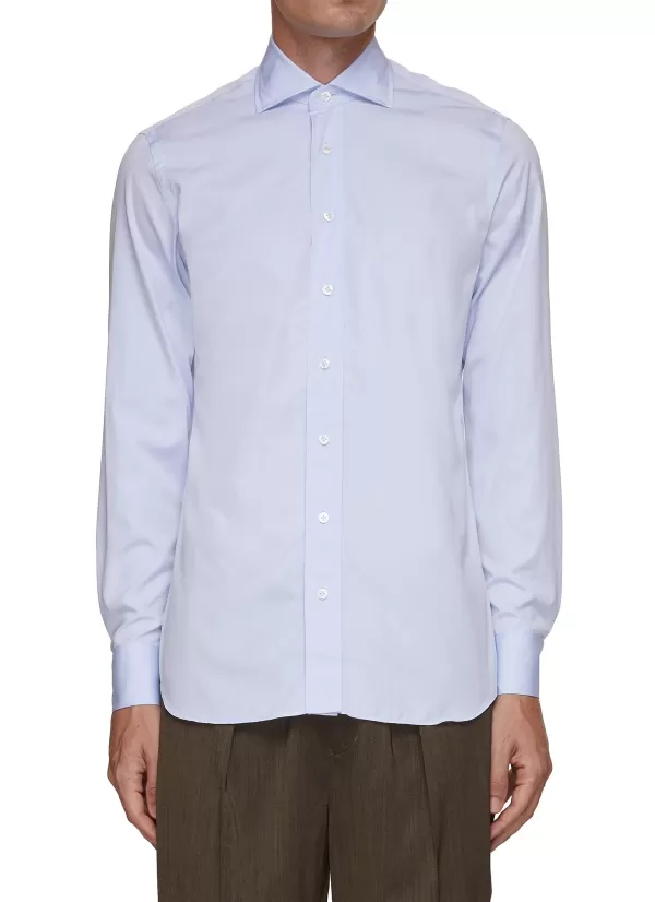 Shirts>LARDINI Spread Collar Shirt