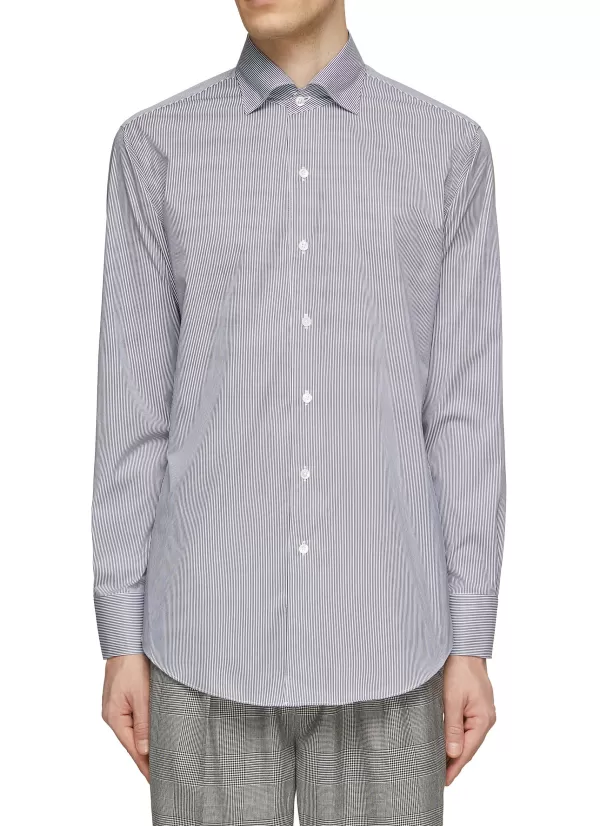 Shirts>TOMORROWLAND Spread Collar Striped Shirt