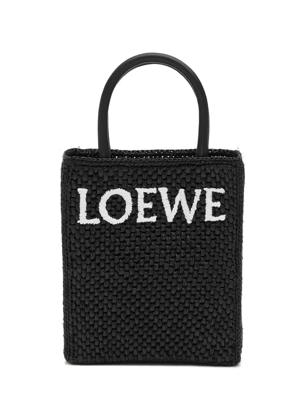 Tote Bags>LOEWE Standard A5 Logo Intarsia Raffia Tote Bag