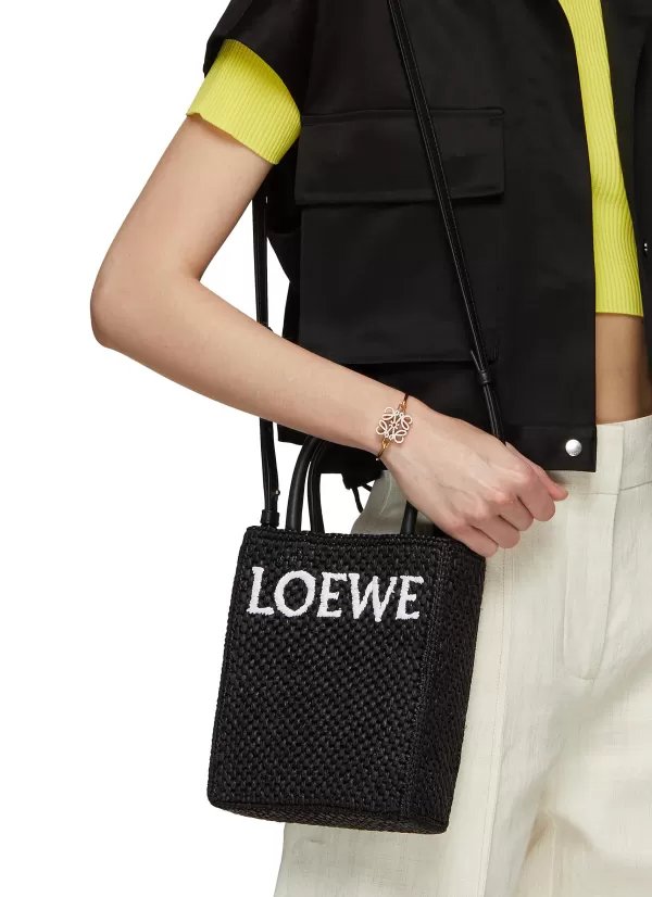 Tote Bags>LOEWE Standard A5 Logo Intarsia Raffia Tote Bag