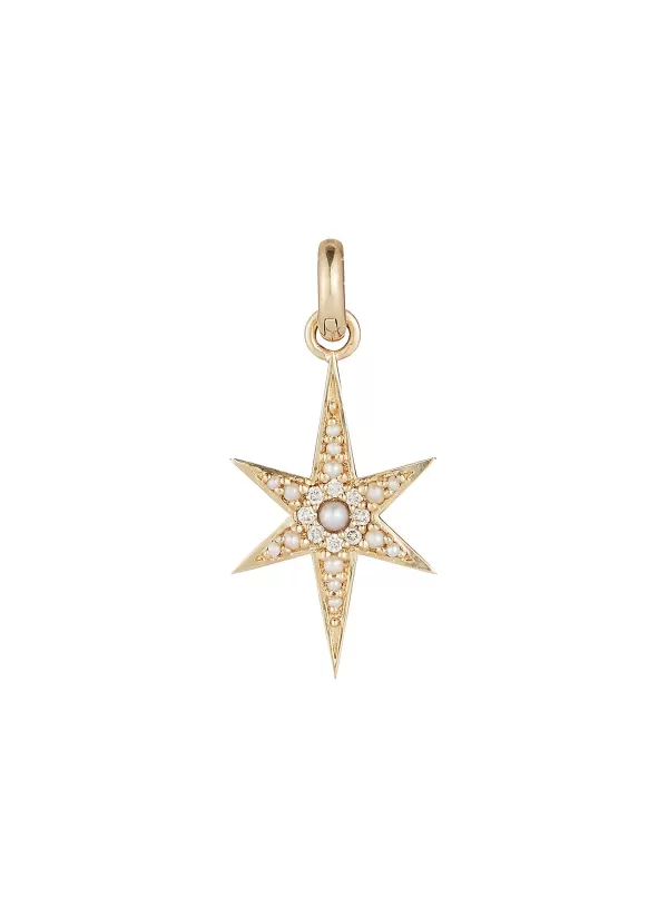 Fine Jewellery>STORROW JEWELRY Stella 14K Gold Diamond Pearl Star Charm