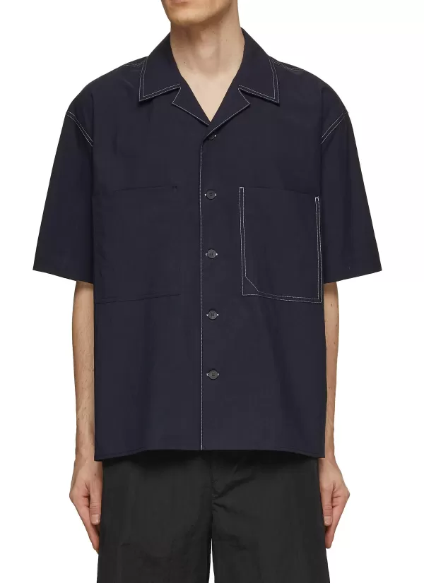 Shirts>SOLID HOMME Stitched Chest Pocket Shirt