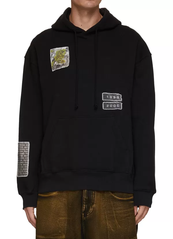 Pullovers & Hoodies>SONG FOR THE MUTE Stitched Patchwork Hoodie