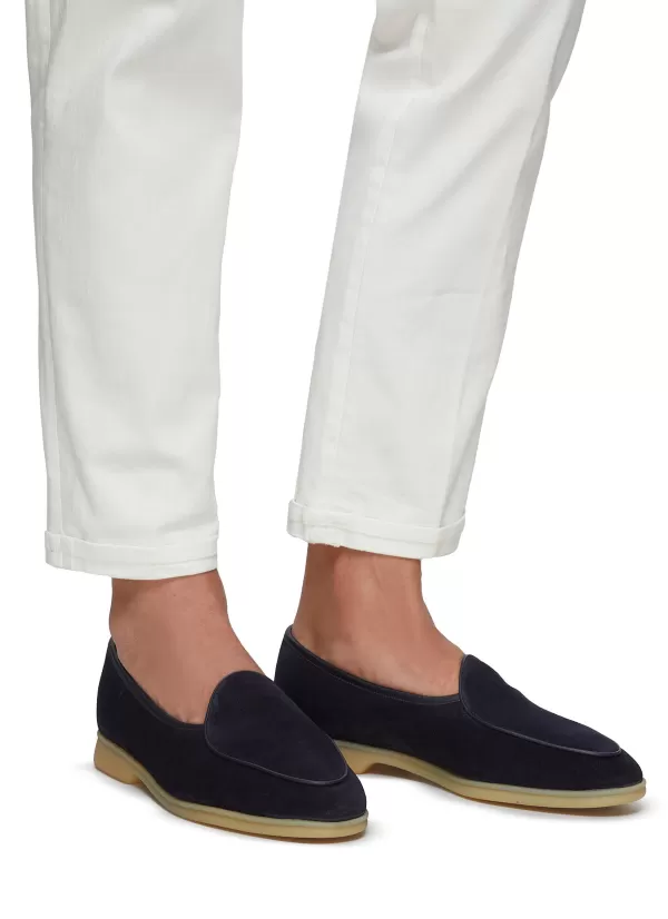 Flats>BAUDOIN & LANGE Stride' Low Vamp Suede Natural Gum Sole Loafers