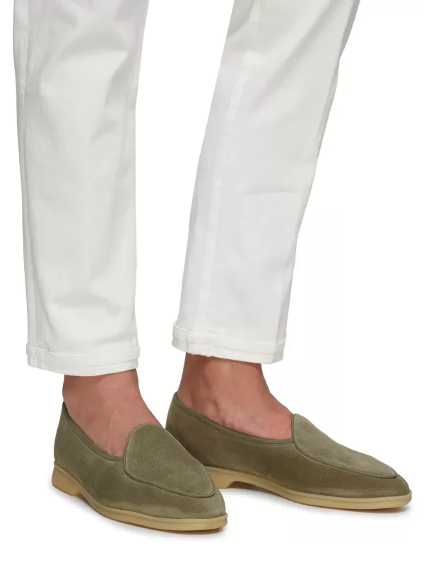 Flats>BAUDOIN & LANGE Stride' Low Vamp Suede Natural Gum Sole Loafers