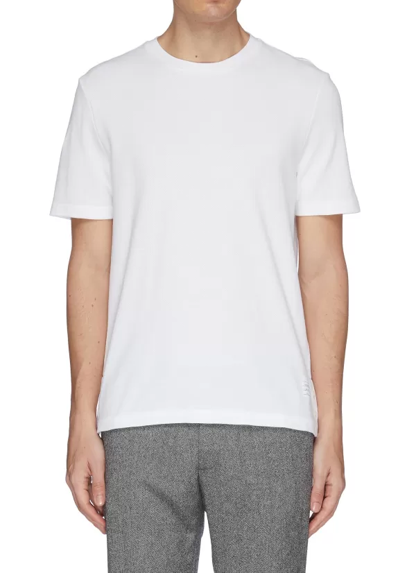 T-Shirts>THOM BROWNE Stripe Back Pique T-Shirt