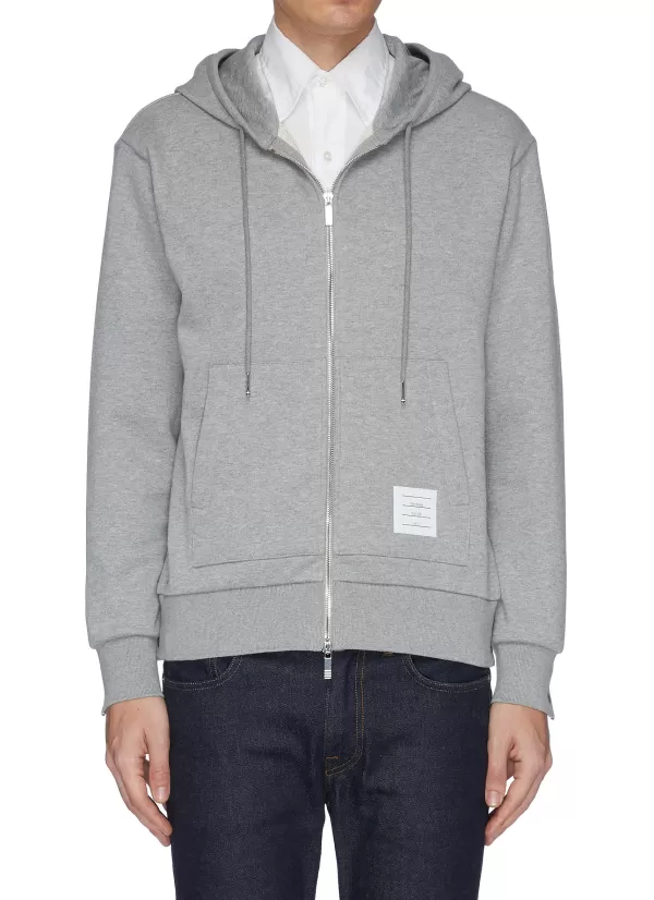 Pullovers & Hoodies>THOM BROWNE Stripe Back Zip Hoodie