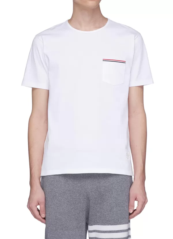 T-Shirts>THOM BROWNE Stripe Pocket T-Shirt