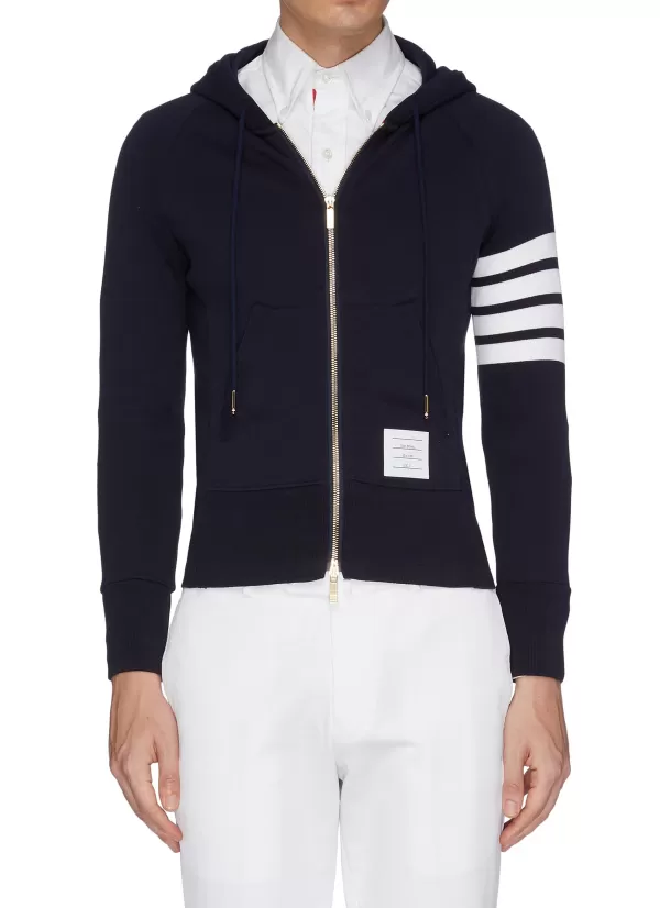 Pullovers & Hoodies>THOM BROWNE Stripe Raglan Sleeve Zip Hoodie