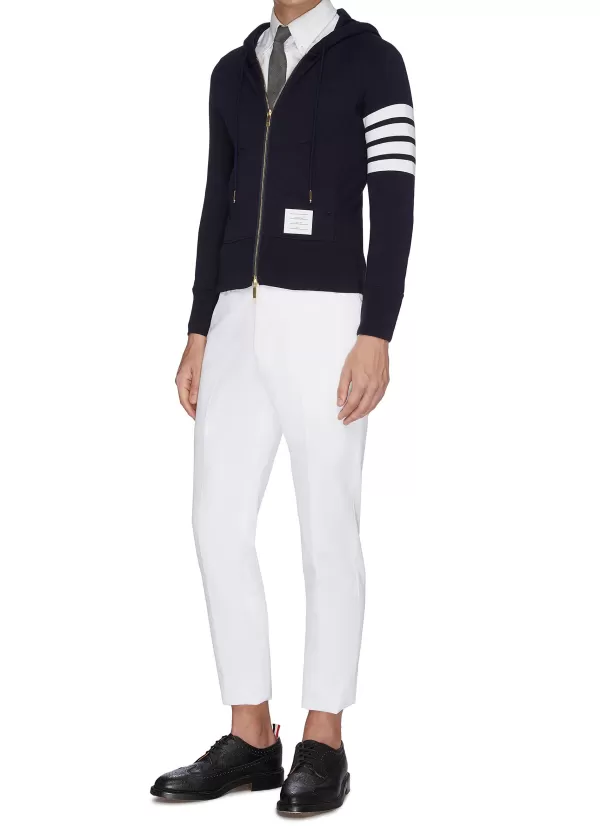 Pullovers & Hoodies>THOM BROWNE Stripe Raglan Sleeve Zip Hoodie