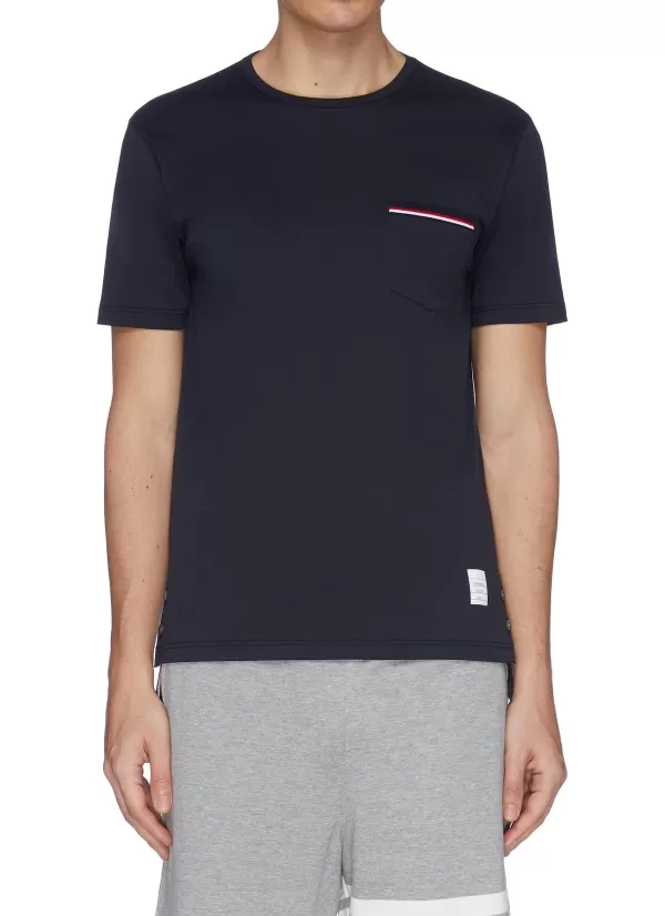 T-Shirts>THOM BROWNE Stripe Trim T-Shirt