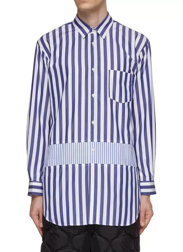 Shirts>COMME DES GARÇONS SHIRT Striped Band Patchwork Shirt