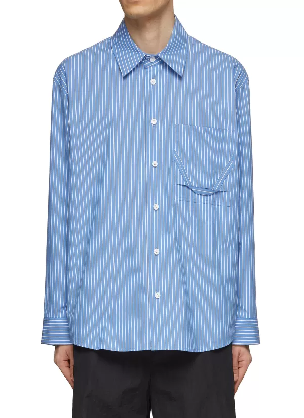 Shirts>SOLID HOMME Striped Chest Pocket Shirt