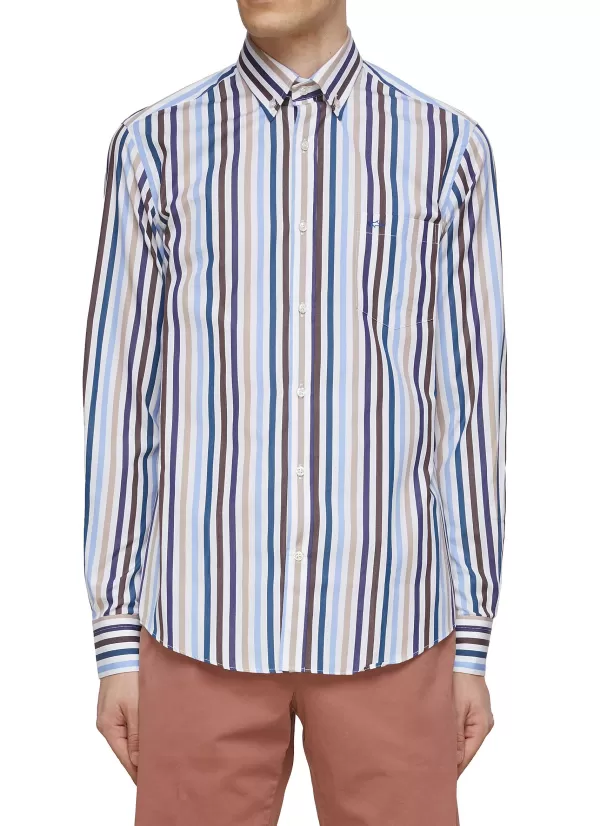 Shirts>PAUL & SHARK Striped Cotton Poplin Shirt