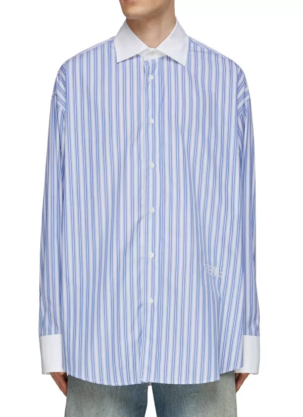 Shirts>MM6 MAISON MARGIELA Striped Cotton Shirt