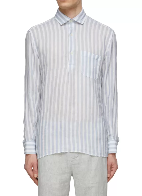 Shirts>FRESCOBOL CARIOCA Striped Linen Shirt