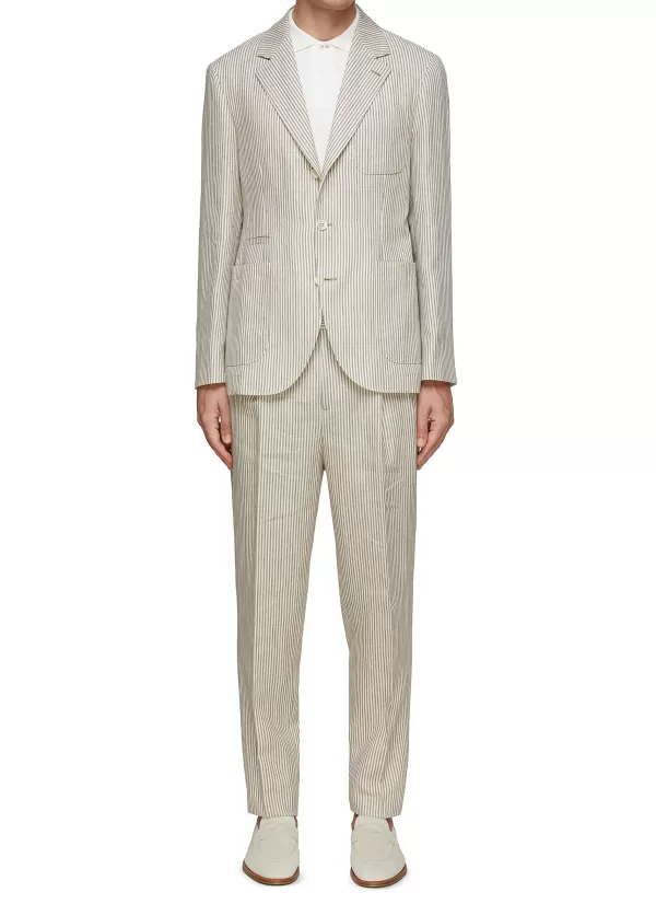 Suits>BRUNELLO CUCINELLI Striped Linen Wool Suit